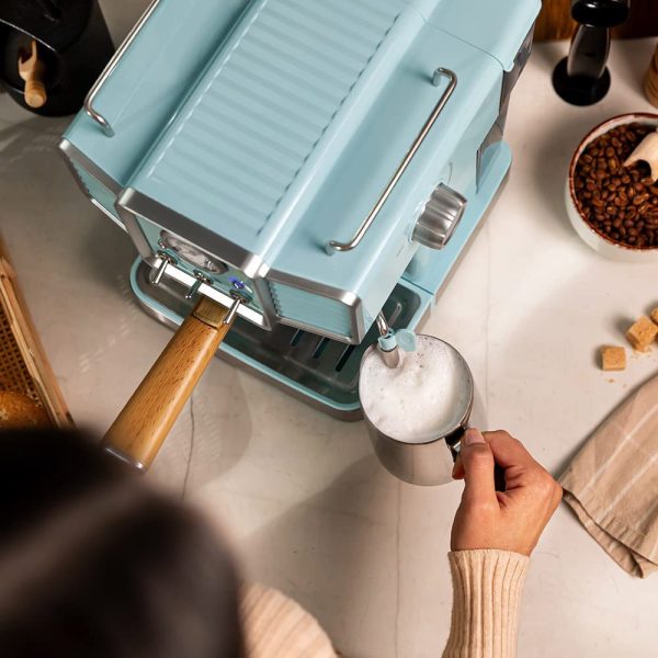 Cecotec Cafetera Express Power Espresso 20 Tradizionale Light Blue. 1350 W, Espresso y Cappucicno, 20 Bares y Thermoblock, Vaporizador, Manómetro, Diseño Vintage, Capacidad 1,5 Litros - immagine 4