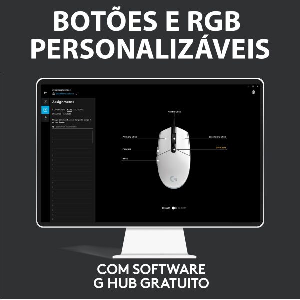 Logitech G203 Lightsync 2nd Gen Ratón Gaming 8000DPI RGB Blanco - immagine 3