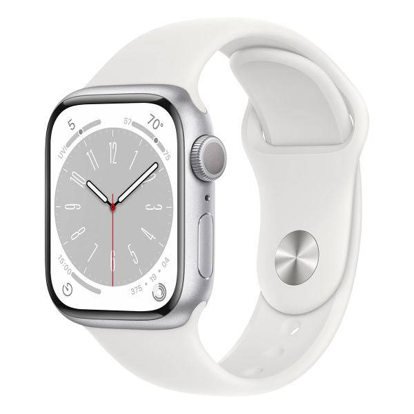 Apple Watch Series 8 GPS 41 mm Cassa in alluminio argento con banda sportiva bianca