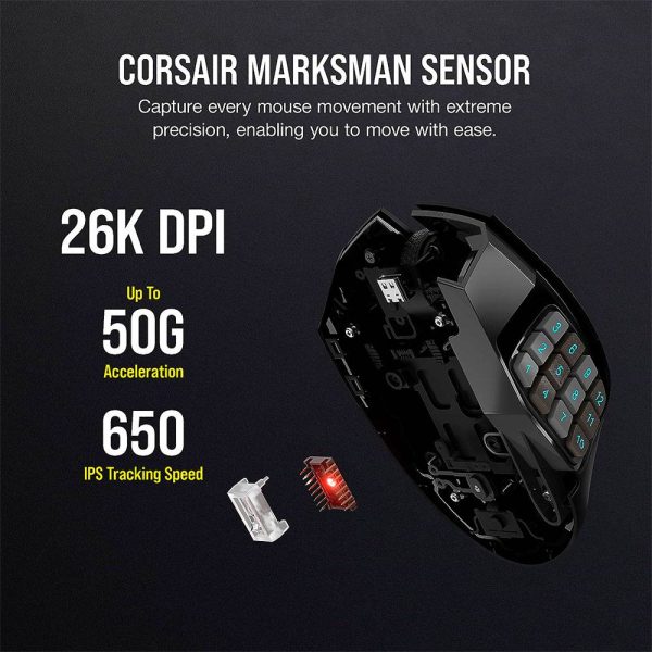 Corsair Scimitar Elite Wireless Gaming Mouse Nero - immagine 3