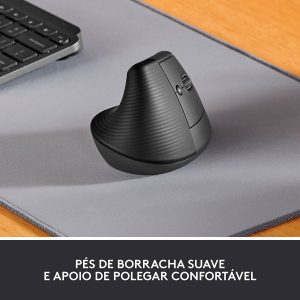 Logitech Lift Ratón Inalámbrico Vertical para Diestros 4000 DPI Gris-Negro