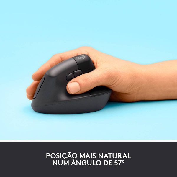 Logitech Lift Ratón Inalámbrico Vertical para Diestros 4000 DPI Gris-Negro - immagine 4