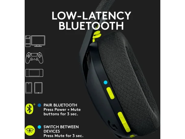 Headset Logitech G435 Lightspeed Wireless Gaming Preto - immagine 3